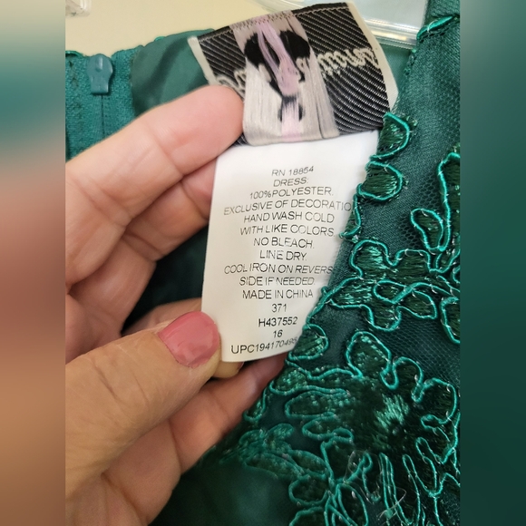 Girl's green lace & satin prom formal dress by Rare Editions from Macy's Size 16 - Picture 14 of 16